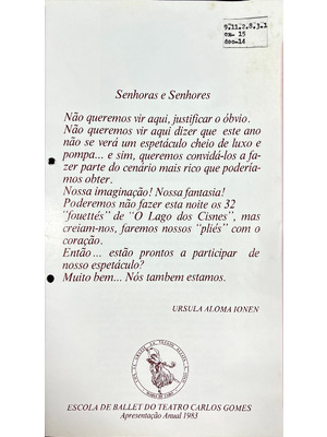  Programa espetáculo Escola de Ballet do Teatro Carlos Gomes